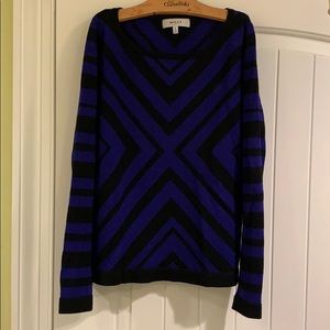 Milly Blue and black geometric design sweater